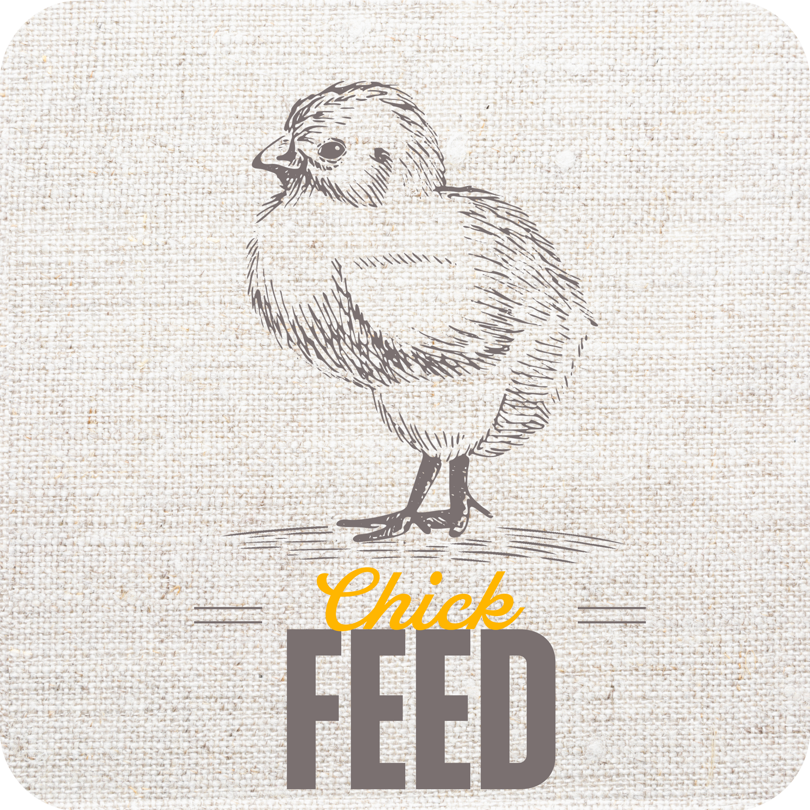 Premium chick feed by Leland Mills | Image of vintage drawing of a baby chick