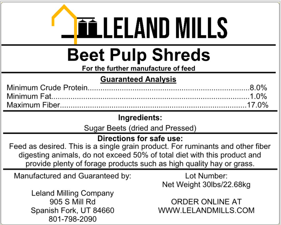 Beet Pulp Shreds 30 LB